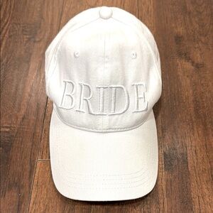 White Baseball Cap with Bride Embroidery